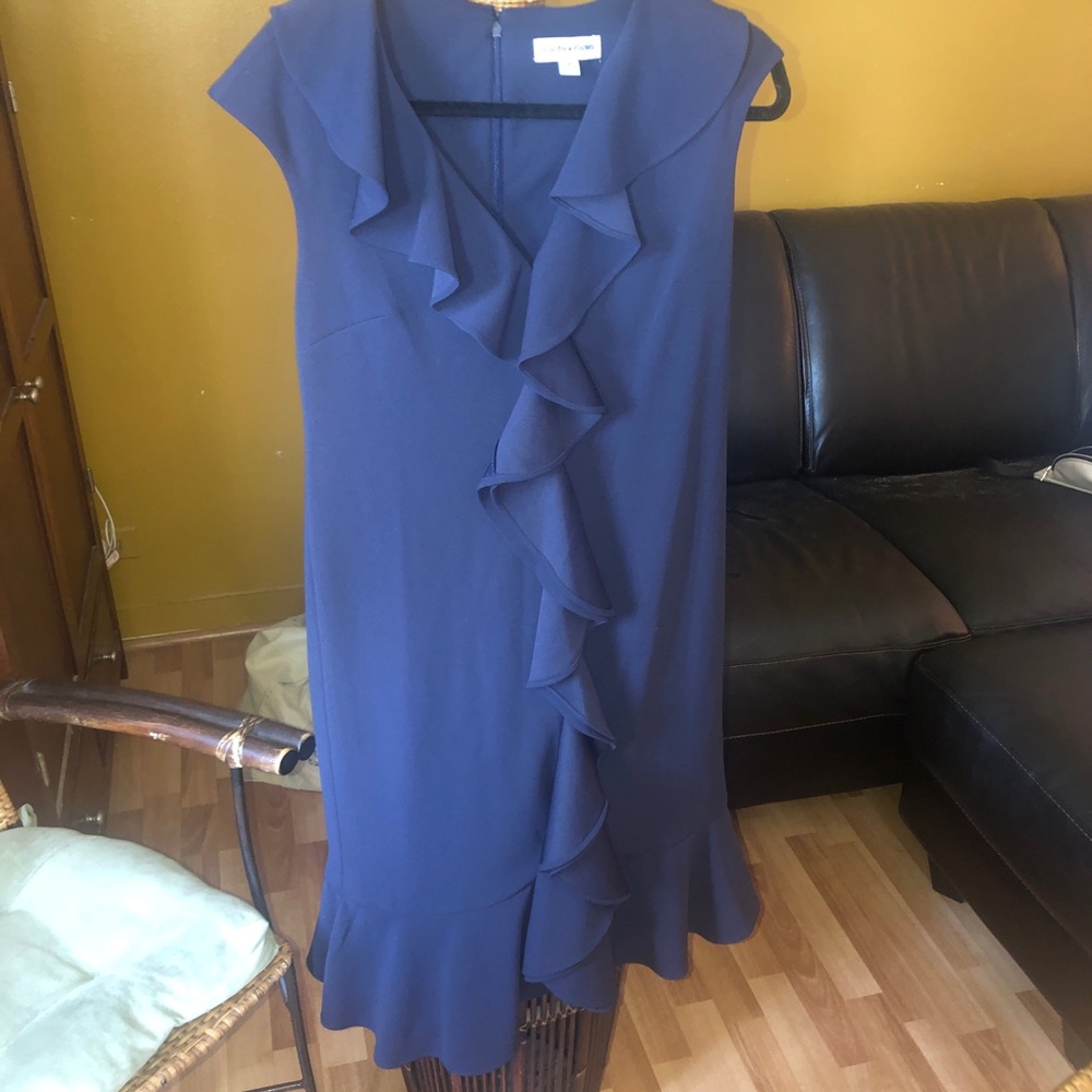 NWT Navy Dress with Ruffles